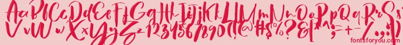 Fonte Hey Sunset Brush Font – fontes vermelhas em um fundo rosa