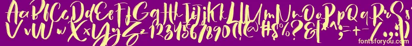 Hey Sunset Brush Font-fontti – keltaiset fontit violetilla taustalla