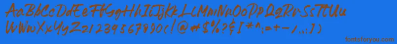 HeydharDemo-Schriftart – Braune Schriften auf blauem Hintergrund