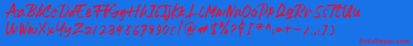 HeydharDemo Font – Red Fonts on Blue Background