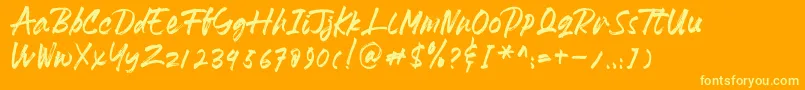 HeydharDemo-Schriftart – Gelbe Schriften auf orangefarbenem Hintergrund