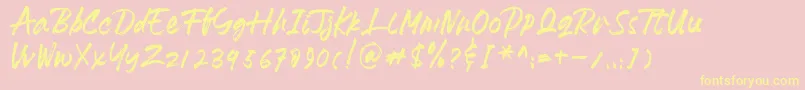 HeydharDemo-Schriftart – Gelbe Schriften auf rosa Hintergrund