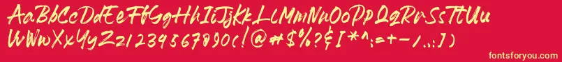 HeydharDemo Font – Yellow Fonts on Red Background