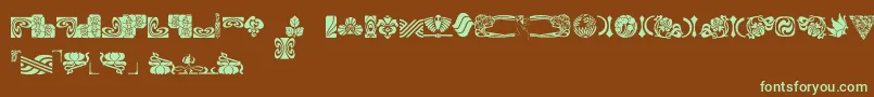 Czcionka BoutonNouveauIi – zielone czcionki na brązowym tle