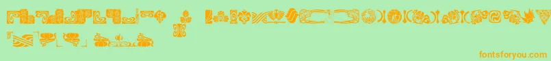 BoutonNouveauIi-Schriftart – Orangefarbene Schriften auf grünem Hintergrund