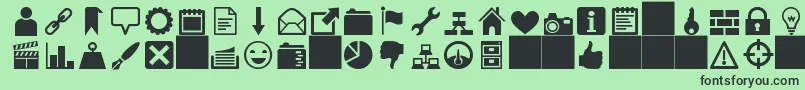 heydings icons-Schriftart – Schwarze Schriften auf grünem Hintergrund