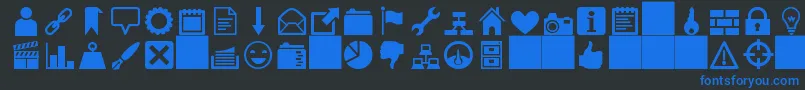 Czcionka heydings icons – niebieskie czcionki na czarnym tle