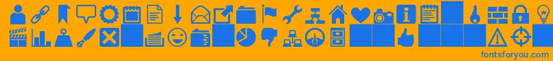 heydings icons-Schriftart – Blaue Schriften auf orangefarbenem Hintergrund