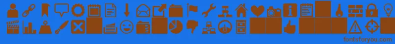 フォントheydings icons – 茶色の文字が青い背景にあります。