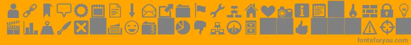heydings icons-Schriftart – Graue Schriften auf orangefarbenem Hintergrund