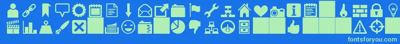 heydings icons Font – Green Fonts on Blue Background