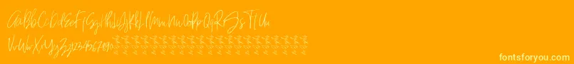 HeyFonallia FreeVersion-fontti – keltaiset fontit oranssilla taustalla