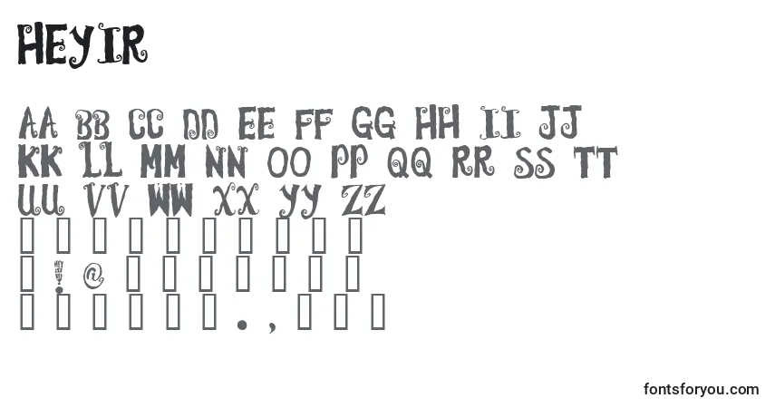 A fonte Heyir    (129533) – alfabeto, números, caracteres especiais