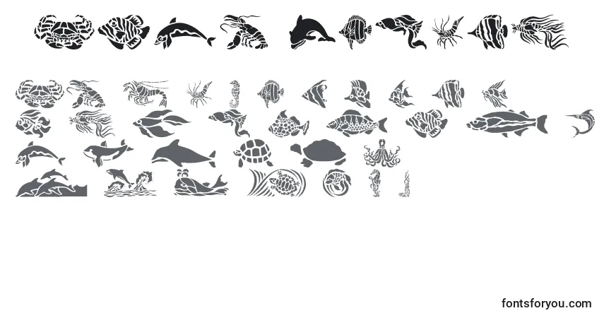 Czcionka HFF Aqua Stencil – alfabet, cyfry, specjalne znaki