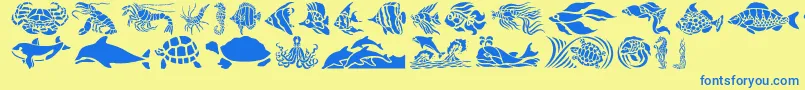 Police HFF Aqua Stencil – polices bleues sur fond jaune