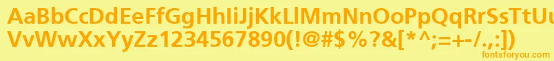 PfcatalogBold-Schriftart – Orangefarbene Schriften auf gelbem Hintergrund
