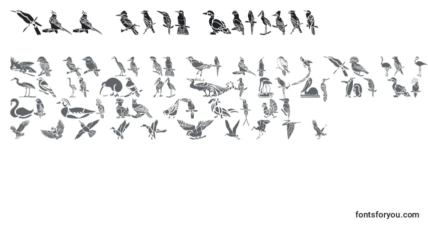 Шрифт HFF Bird Stencil – алфавит, цифры, специальные символы