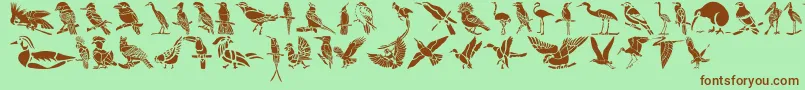 Fonte HFF Bird Stencil – fontes marrons em um fundo verde