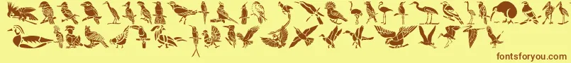 HFF Bird Stencil Font – Brown Fonts on Yellow Background