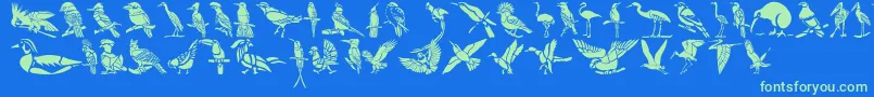 fuente HFF Bird Stencil – Fuentes Verdes Sobre Fondo Azul