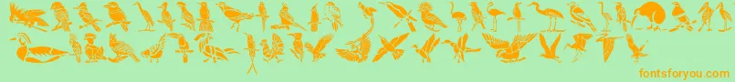 Шрифт HFF Bird Stencil – оранжевые шрифты на зелёном фоне