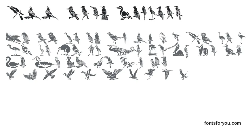 Шрифт HFF Bird Stencil (129542) – алфавит, цифры, специальные символы