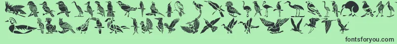 Fonte HFF Bird Stencil – fontes pretas em um fundo verde