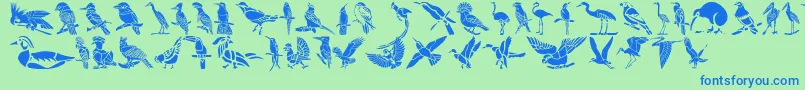 Czcionka HFF Bird Stencil – niebieskie czcionki na zielonym tle