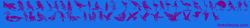 Fonte HFF Bird Stencil – fontes roxas em um fundo azul