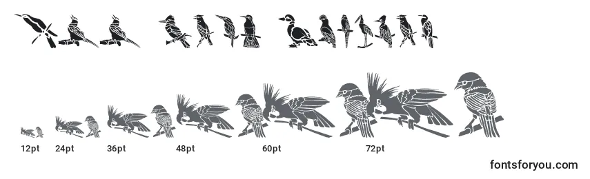 Tamanhos de fonte HFF Bird Stencil (129542)
