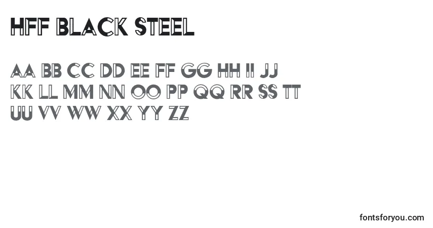 Schriftart HFF Black Steel – Alphabet, Zahlen, spezielle Symbole