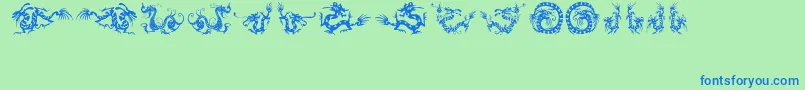 HFF Chinese Dragon-Schriftart – Blaue Schriften auf grünem Hintergrund