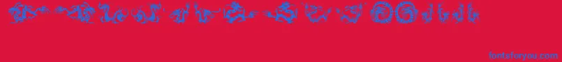 HFF Chinese Dragon-Schriftart – Blaue Schriften auf rotem Hintergrund