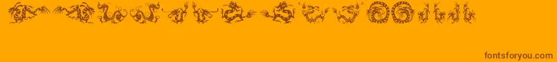 HFF Chinese Dragon-Schriftart – Braune Schriften auf orangefarbenem Hintergrund