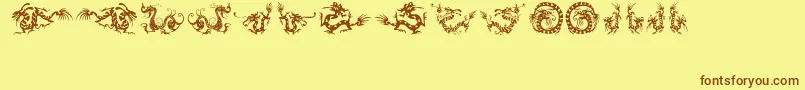 fuente HFF Chinese Dragon – Fuentes Marrones Sobre Fondo Amarillo