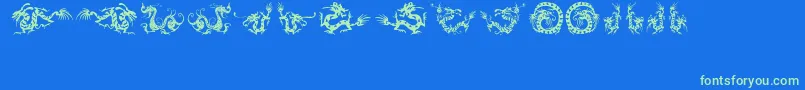 HFF Chinese Dragon Font – Green Fonts on Blue Background