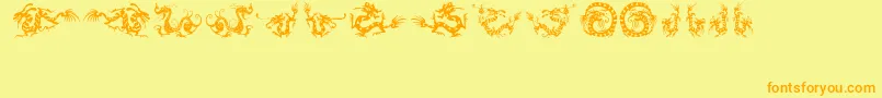 HFF Chinese Dragon-Schriftart – Orangefarbene Schriften auf gelbem Hintergrund