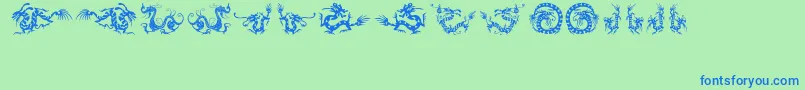 Czcionka HFF Chinese Dragon – niebieskie czcionki na zielonym tle