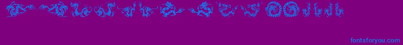 HFF Chinese Dragon-fontti – siniset fontit violetilla taustalla