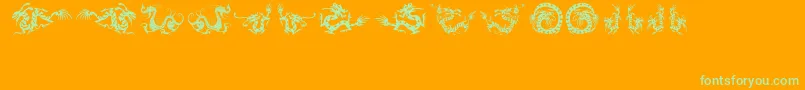 HFF Chinese Dragon-Schriftart – Grüne Schriften auf orangefarbenem Hintergrund