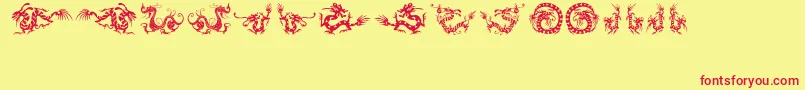 HFF Chinese Dragon-Schriftart – Rote Schriften auf gelbem Hintergrund