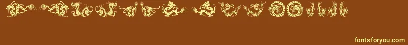 HFF Chinese Dragon-Schriftart – Gelbe Schriften auf braunem Hintergrund