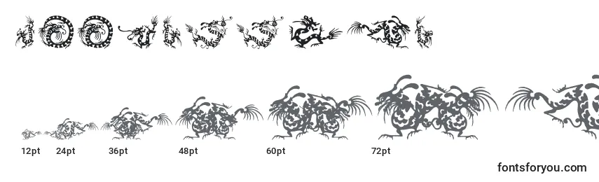 Größen der Schriftart HFF Chinese Dragon (129546)