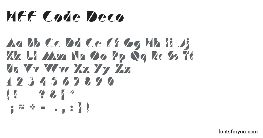 Schriftart HFF Code Deco – Alphabet, Zahlen, spezielle Symbole