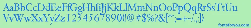 GarfeldantiqueLight Font – Blue Fonts on Green Background