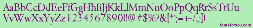GarfeldantiqueLight Font – Purple Fonts on Green Background