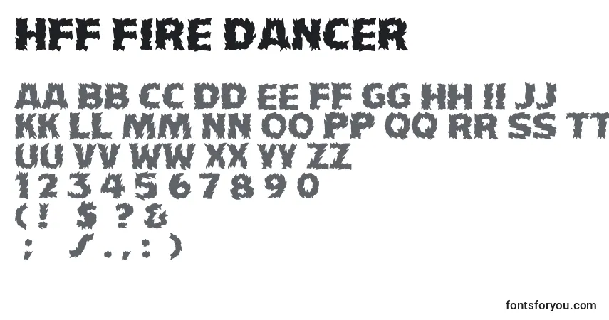 Schriftart HFF Fire Dancer – Alphabet, Zahlen, spezielle Symbole
