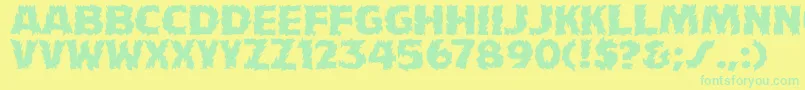 フォントHFF Fire Dancer – 黄色い背景に緑の文字