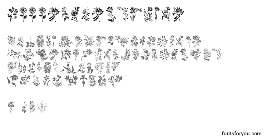 Шрифт HFF Floral Stencil – алфавит, цифры, специальные символы