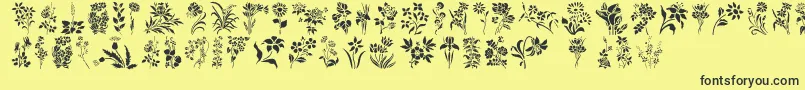 Шрифт HFF Floral Stencil – чёрные шрифты на жёлтом фоне